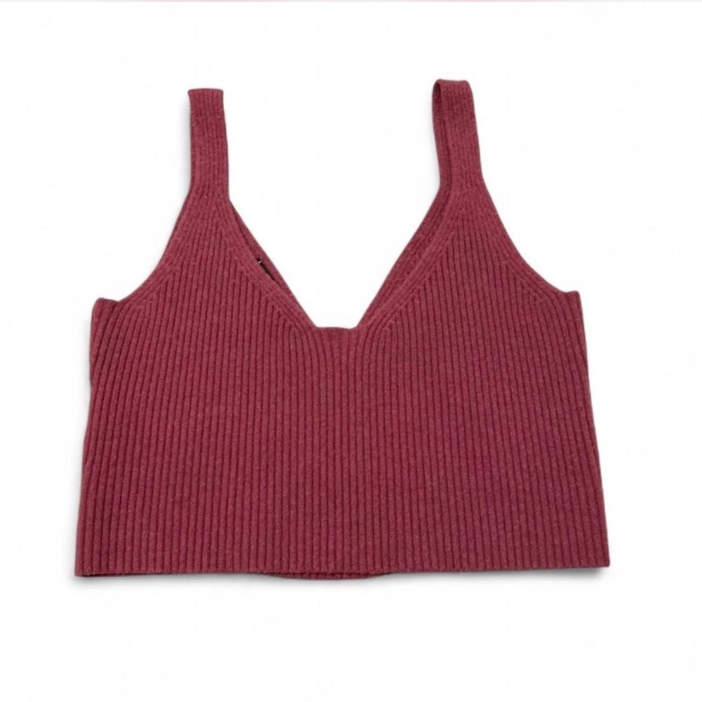 J. Crew Cashmere Blend Ribbed Cropped Sweater Tank Top Women’s Large Preppy Fall - Picture 5 of 7